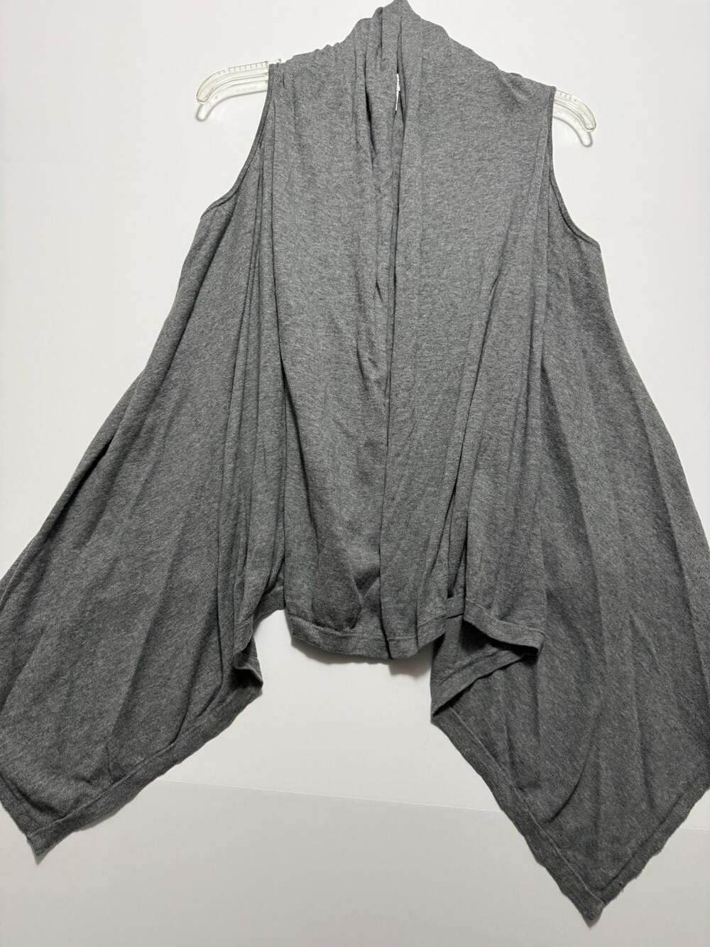 Ann Taylor LOFT Gray Sleeveless Draped Open Front Cardigan Vest